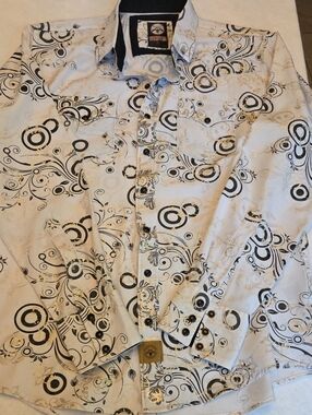 WINSTER Brown Cream, Swirl With Gold Inlay. All Pearl Snap Buttons, Colored Cuff
